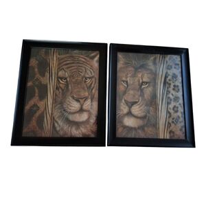Wildlife Portrait Wall Art Set - Black Frame
